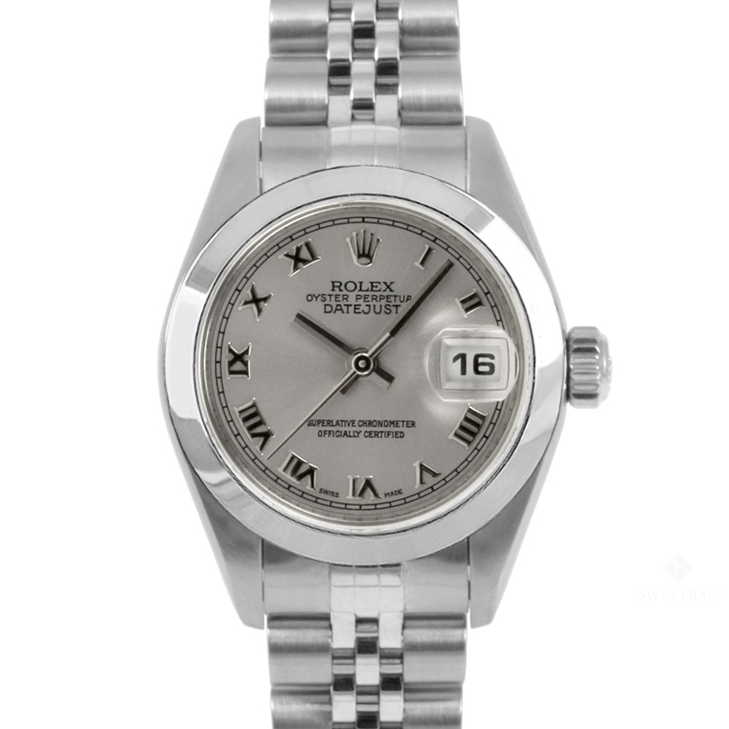 Ladies Rolex Datejust Stainless Steel Silver Roman Numeral Dial Smooth ...
